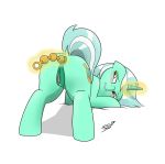  1girl anal anal_beads anal_insertion anus ass biting_lip cutie_mark female female_only female_unicorn friendship_is_magic horn lip_bite lyra_heartstrings lyra_heartstrings_(mlp) my_little_pony pony presenting_hindquarters pussy solo tail unicorn 