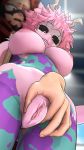  ashido_mina boku_no_hero_academia clitoris close-up erect_nipples female_only greatm8 huge_breasts kirishima_eijirou looking_at_viewer looking_down partially_clothed torn_clothes touching_pussy uncensored 