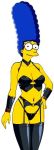  bra breasts marge_simpson panties stockings the_simpsons white_background yellow_skin 