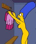  areolae ass big_breasts blue_hair breasts hair hips legs marge_simpson milf nipples nude the_simpsons yellow_skin 