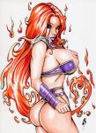 big_breasts bikini breasts breasts_out dc dc_comics green_eyes huge_breasts koriand&#039;r looking_at_viewer orange_skin orvilleart_(artist) purple_lipstick starfire teen_titans