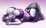  1girl 2015 big_breasts breasts cleavage clock-face clothed clothing cutie_mark equine eyeshadow friendship_is_magic hair half-closed_eyes horn huge_breasts legwear lingerie looking_at_viewer makeup mammal my_little_pony purple_hair rarity_(mlp) stockings unicorn white_skin 