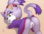1girl 2014 anthro anus ass blaze_the_cat cat feline female_only looking_at_viewer looking_back mammal presenting presenting_hindquarters pussy sega sonic_*(series) sonic_the_hedgehog_(series) the_other_half tohdraws
