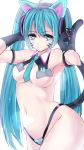  animal_ears arms_up miku_hatsune tail thong vocaloid 