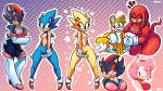  1girl amy_rose anthro ass breasts colored crossgender devilish_ghoul hedgehog knuckles_the_echidna male mammal miles_&quot;tails&quot;_prower sega shadow_the_hedgehog sonic_the_hedgehog sunibee 