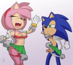  1girl amy_rose anthro areola belly biting_lip blue_background blue_hair bra breasts clitoris closed_eyes clothing crying digital_media_(artwork) dress duo gloves green_eyes hair hedgehog humanoid_penis male mammal navel nipples one_eye_closed open_mouth panties penis pink_hair plain_background precum pussy sega sonic_(series) sonic_the_hedgehog sonic_the_hedgehog_(series) standing tears teeth testicles the_other_half tongue underwear undressing 