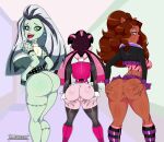 1girl 3_girls alternate_breast_size alternate_costume alternate_hairstyle anus ass ass_focus ass_up asses_row big_ass big_breasts black_hair boots bottomless brown_hair butt_focus chubby chubby_female clawdeen_wolf curly_hair curvy dark-skinned_female dark_skin draculaura female_only flashing flashing_pussy frankenstein frankenstein&#039;s_monster frankie_stein fringe goth goth_girl gothic gothic_lolita high_heel_boots high_heels high_res high_resolution hips innie_pussy jose12mexico lips lipstick miniskirt monster_girl monster_high mooning multicolored_hair multiple_girls naughty_face naughty_smile no_bra no_panties petite pink_hair pink_skin plump_ass plump_lips plump_vulva presenting public public_nudity pussy simple_background size_difference skirt skirt_up stockings thick_thighs twin_tails upskirt vampire vampire_bat werewolf white_hair wolf wolf_ears wolf_girl