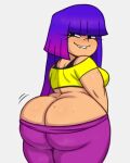 1girl ass bangs bbw big_ass breasts bubble_butt butt_crack chubby chubby_female citrus_doodles crop_top curvaceous curvy female_focus female_only glitch_techs looking_at_viewer looking_back miko miko_kubota netflix nickelodeon pantyhose plump purple_hair seductive seductive_eyes seductive_smile sexy sexy_ass sexy_body skin_tight slightly_chubby sweat tank_top voluptuous wide_hips 