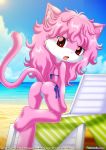  1girl ass bbmbbf bikini cat_ears cute furry long_hair looking_at_viewer palcomix pink_hair red_hair tail 