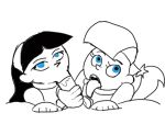2girls double_fellatio fellatio hetero monochrome multiple_girls olord oral penis the_fairly_oddparents trixie_tang veronica_star