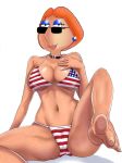  american_flag_bikini big_breasts bikini breasts cameltoe family_guy feet legs_apart lois_griffin looking_at_viewer makeup stars_and_stripes sunglasses 
