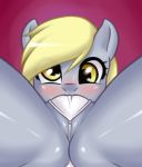  1girl blush cameltoe close-up derpy_hooves friendship_is_magic looking_at_you mrsamson00_(artist) my_little_pony panties questionable solo_female thong 