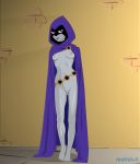  1girl anaxus breasts dc_comics dcau female female_only hairless_pussy looking_at_viewer mostly_nude no_bra no_panties pussy raven_(dc) solo standing tagme teen_titans 
