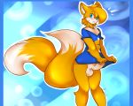  1girl anthro ass blue_eyes blush canine circumcised clothing erection footwear fox furry girly humanoid_penis male mammal miles_&quot;tails&quot;_prower moneychan multiple_tails nude penis sega shoes shy testicles vein veiny_penis wide_hips 