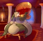  1girl alcohol anthro ass belly beverage big_breasts bracelet breasts candle clothing dawmino drinking ear_piercing ferret fire fur furry gold_(metal) high_res jewelry mammal morbidly_obese mustelid necklace nipples nude obese open_mouth overweight piercing stuffing wine 