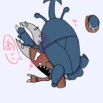 1girl blue_background blush bodily_fluids color colored cum heart heracross japanese_text male/female mammal nintendo not_furry penis penis_in_pussy pinsir pokemon pussy sex sex_from_behind tears text vaginal_penetration