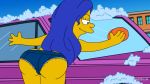  1girl ass blue_hair car_wash chief_wiggum clothed cutoffs hair hips marge_simpson the_simpsons yellow_skin 