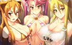  3girls big_breasts breasts cleavage clothed glasses highschool_of_the_dead multiple_girls nipples outfit 