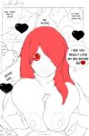  artist_request big_breasts engulfing_paizuri hair_over_one_eye heart-shaped_pupils looking_at_viewer original original_character paizuri red_hair sketch 