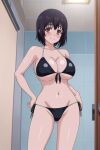 1girl ai_generated big_breasts bikini black_hair breasts huge_breasts kotone_shirakawa overflow_(series) short_hair stable_diffusion 