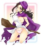 artist_request black_hair breasts_out_of_clothes deborah_(dragon_quest) dragon_quest huge_breasts purple_eyes rose roses square_enix striped_panties
