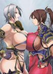 2_girls abs abs_visible_through_clothing alluring armor asian_female asymmetrical_clothes athletic_female bandai_namco big_breasts black_gloves blue_eyes bodysuit bracelet breast_contest breast_press breasts brown_eyes brown_hair choker curvy detached_sleeves dominatrix earrings elbow_gloves female_abs female_only fighting_game fingerless_elbow_gloves fingerless_gloves fishnets fit_female garter_straps gloves hand_on_hips hand_on_own_hip high_res isabella_valentine ivy_valentine ivy_valentine_(soulcalibur) japanese jewelry light-skinned_female light_skin lingerie_armor lipstick long_hair looking_at_another looking_down_at_another makeup mature_female multiple_girls namco namco_bandai navel ninja parted_lips pauldrons ponytail profile project_soul purple_elbow_gloves purple_garter_straps purple_lipstick red_bodysuit red_fingerless_gloves revealing_clothes rivalry rivals sexy short_hair side_view sideboob signal-green silver_hair skimpy skimpy_armor smug_smile soul_calibur soul_calibur_ii soul_calibur_iii soul_calibur_iv soul_calibur_v soul_calibur_vi staredown symmetrical_docking take_your_pick taki thong under_boob vambraces video_game_character white_hair