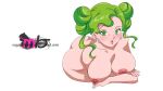  1_girl 1girl ass big_breasts bishoujo_senshi_sailor_moon breasts earrings female female_only green_eyes green_hair looking_at_viewer lying nude sailor_moon solo tellu transparent_background 
