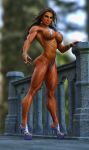 1girl 3d abs armpits big_breasts breasts cgi fbb female_only muscle muscular_female outside siberianar