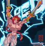  big_breasts breasts fbb muscle redhead sword weapon 