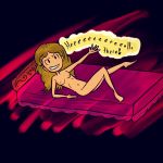 1girl babe bed drawing grin guttman happy hot legs original original_character paint tanned_skin