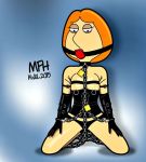  bondage breasts chains corset family_guy gag gloves lois_griffin nipple_rings panties 