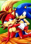  1boy 1girl ahegao animal_ears archie_comics bbmbbf bed big_breasts blue_eyes blush breasts brown_hair female fiona_fox from_behind furry green_eyes hair hairbow male mobius_unleashed nipples palcomix sega sex short_hair smile sonic_(series) sonic_the_hedgehog sonic_the_hedgehog_(series) tail 