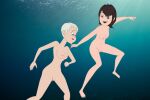 2_girls drowning erect_nipples ericka_van_helsing mavis_dracula nipples ocean sea sexy skinny_dipping swimming underwater water