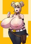  ass bra breasts cow_print huge_breasts looking_at_viewer nipples 