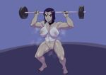  1girl 1girl 1girl abs areola big_breasts big_breasts breasts dc_comics female_only kokobiel muscle muscular muscular_female musk nipples pussy raven_(dc) smell teen_titans weightlifting weights 