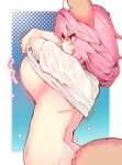  animal_ears ass back bare_back blush breast_drop breasts fate/grand_order fate_(series) fluffy_tail fox_tail from_behind gif heart kitsunemimi large_filesize pink_hair speech_bubble spoken_heart tail tamamo_no_mae_(fate) third-party_edit under_boob undressing wet wet_clothes wet_shirt wisespeak 