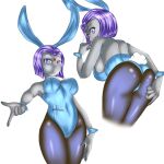  1girl 1girl 1girl big_ass big_breasts bunny_ears bunny_girl bunnysuit choker corset dat_ass dilane93 female_only hand_on_ass looking_at_viewer pointing_at_viewer purple_hair raven_(dc) short_hair stockings teen_titans 