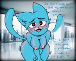  &lt;3 &lt;3_eyes 1girl 1girl 2021 absurd_res anthro blue_body blue_fur blush cartoon_network dialogue domestic_cat english_text felid feline felis front_view fur furry high_res leaning leaning_forward mammal nicole_watterson nude open_mouth photo_background portrait skybeatz tailwag talking_to_viewer text the_amazing_world_of_gumball three-quarter_portrait 