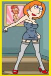  big_breasts breasts family_guy garter_straps legs_splayed lois_griffin looking_at_viewer makeup micro_dress mini_dress nipples on_stairs red_shoes stockings suspenders 