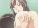 anime big_breasts blush breasts bronsky_(sex_position) brother_and_sister brown_hair cleavage_(game) face_between_breasts face_in_cleavage gif green_eyes head_between_breasts hentai incest long_hair motorboating nipple_rub nude steam toudou_erika toudou_yuuto