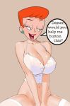  big_breasts breasts bustier cleavage dexter&#039;s_laboratory dexter&#039;s_mom hair red_hair sbb smile stockings 