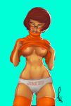  belly breasts navel nipples oiled panties scooby-doo stockings velma_dinkley 