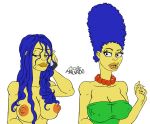  big_breasts blue_hair breasts hair jose_malvado_(artist) marge_simpson the_simpsons white_background yellow_skin 