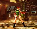  1girl 3d animated animated_gif ass beret blonde_hair boots breasts cammy_white capcom dust female fingerless_gloves gauntlets gif gloves hat leotard pose street_fighter street_fighter_v thong thong_leotard twin_braids 