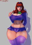 bbw daphne_blake erect_nipples huge_breasts scooby-doo stockings thick_thighs thong 