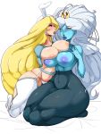  adventure_time big_breasts blonde_hair blue_skin breasts fionna_the_human ice_queen white_hair 