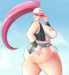  1girl ass big_breasts blue_eyes clothed_female dat_ass earrings eye_contact female_focus female_only hat high_res hilda_(pokemon)_(cosplay) huge_ass huge_breasts huge_thighs human human_only humans_of_pokemon jessie_(pokemon) large_ass long_hair looking_at_viewer mature mature_female minishorts musashi_(pokemon) nintendo pokemon pokemon_(anime) pokemon_bw shorts solo_female solo_focus team_rocket thick_ass thick_thighs voluptuous wide_hips xiceowl 