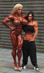 2_girls 3d abs big_breasts cgi fbb female_only huge_breasts muscle muscular_female oiled siberianar size_difference