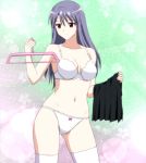  1girl 1girl agent_aika aika_zero anime black_skirt bow bow_panties bra breasts cleavage grey_hair high_res lingerie long_hair miyu_shiratori navel panties red_eyes ribbon shiratori_miyu skirt skirt_removed standing stitched stockings underwear white_bra white_legwear white_panties 