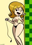 1girl 5-volt atomickingboo female_only grin nintendo nipples panties panties_only seductive sexy sexy_body thong topless warioware